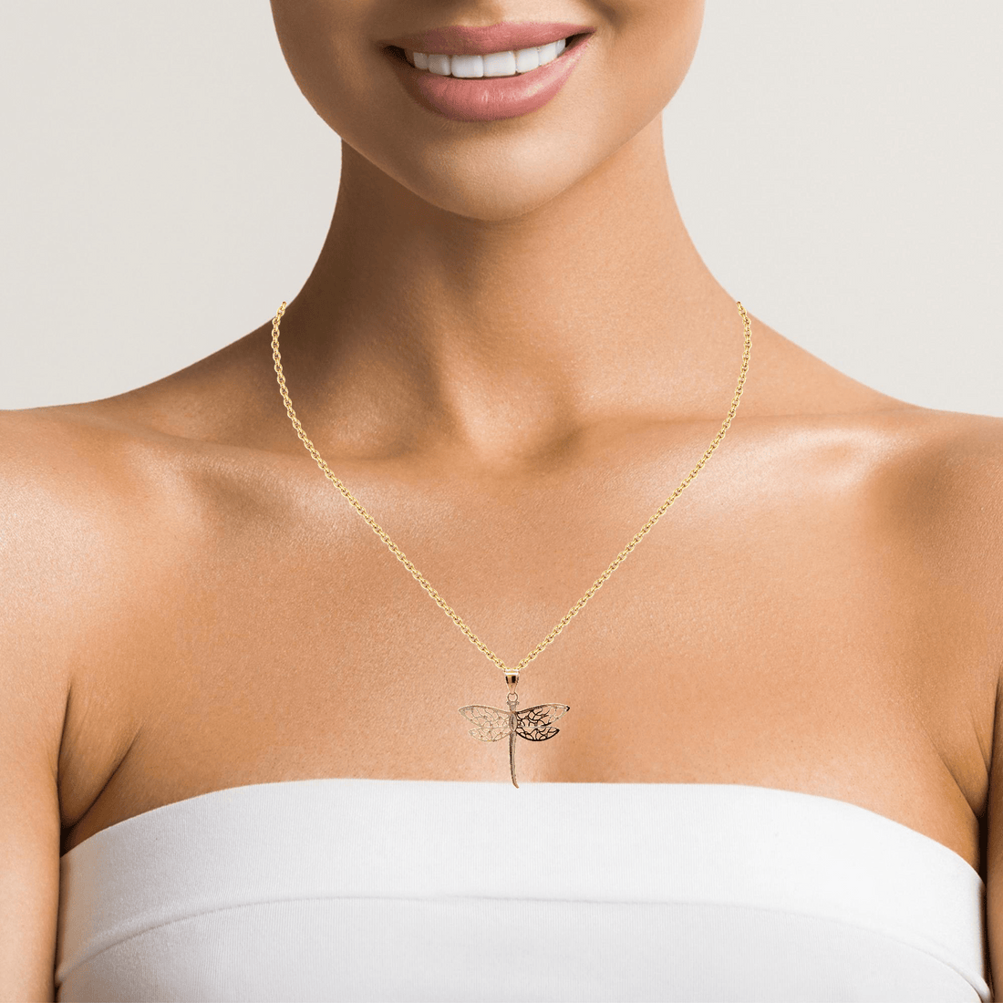 Baikalla Jewelry 14K Yellow Gold Pendant Pendant Only Baikalla 14k Yellow Gold Diamond Cut Dragonfly Pendant Necklace