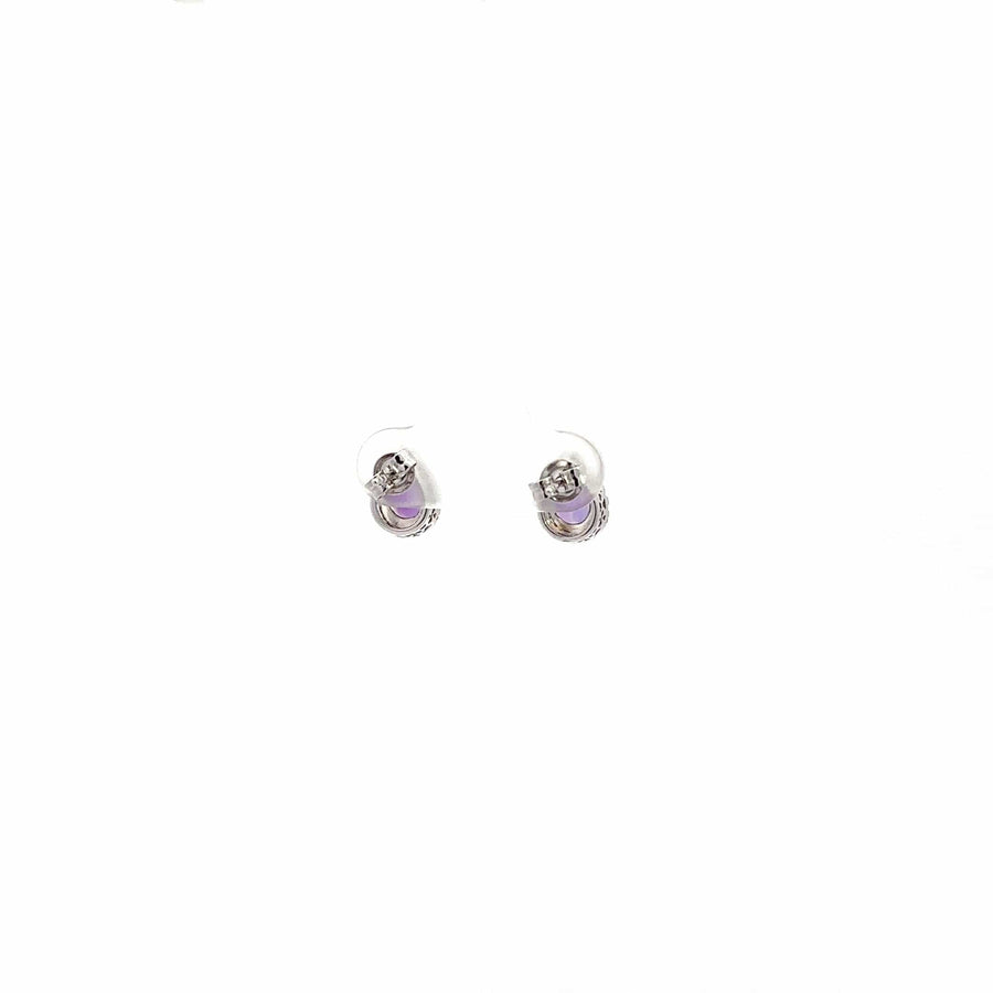 Baikalla Jewelry Silver Gemstones Earrings Baikalla™ 14k White Gold Pear Amethyst Stud Earrings