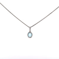 Baikalla Jewelry Topaz Necklace Baikalla 14K Gold Oval Swiss Blue Topaz AAA Pendant Necklace With Diamonds