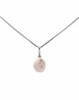 Baikalla Jewelry Gemstone Pendant Necklace Baikalla 14k White GoldPearl Pendant Necklace With Diamonds