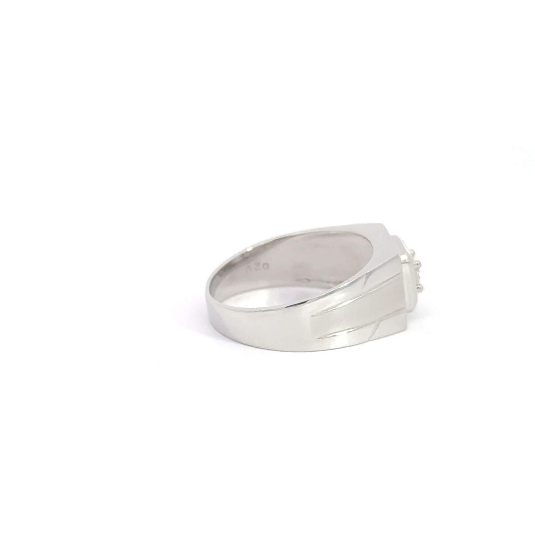 Baikalla Jewelry Gemstone Men's Ring 18k White Gold Men's Diamond Ring