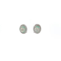 Baikalla Jewelry Silver Gemstones Earrings Baikalla™ Classic 18k White Gold AA Emerald Stud Earrings With Diamonds
