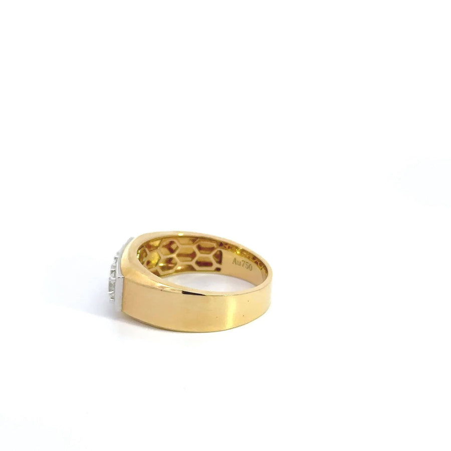 Baikalla Jewelry Gemstone Men's Ring Baikalla 18k Gold Three Stone Men's Diamond Ring