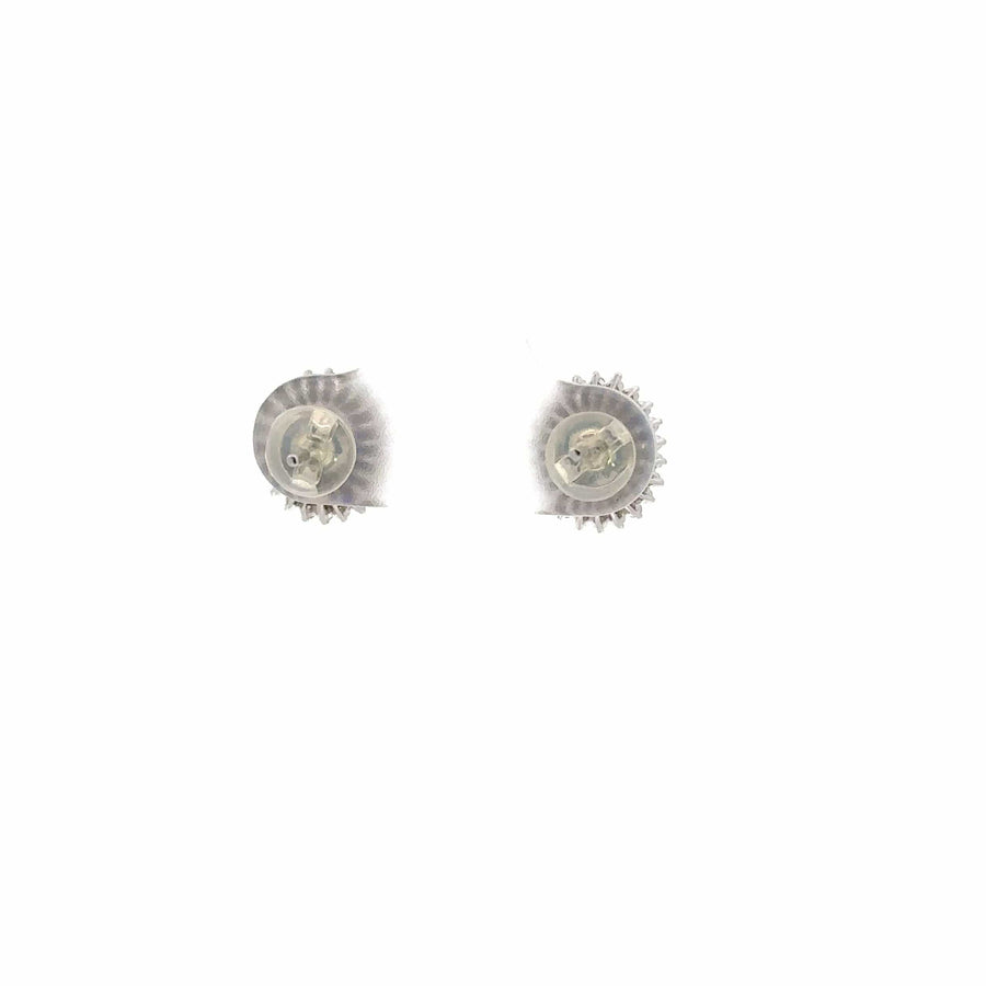 Baikalla Jewelry Silver Gemstones Earrings Baikalla™ 18k White Gold Sapphire With Diamond Stud Earrings