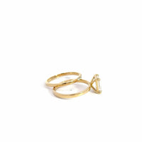 Baikalla Sterling Silver Moissanite Ring Baikalla 14k Gold Moissanite Emerald Cut 2 in 1 Engagement Ring Set