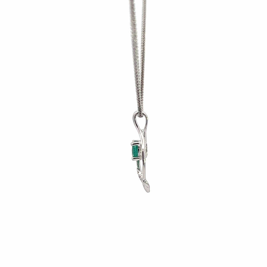 Baikalla Jewelry Gold Aquamarine Necklace 14k White Gold Natural Emerald Pendant Necklace