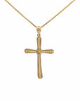Baikalla Jewelry 14K Pure Yellow Gold Pendant 14k Yellow Gold Diamond Cut Cross Pendant Necklace