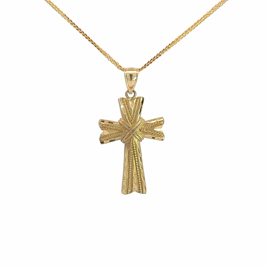 Baikalla Jewelry 14K Pure Yellow Gold Pendant Pendant Only 14k Yellow Gold Diamond Cut Fancy Cross Pendant Necklace