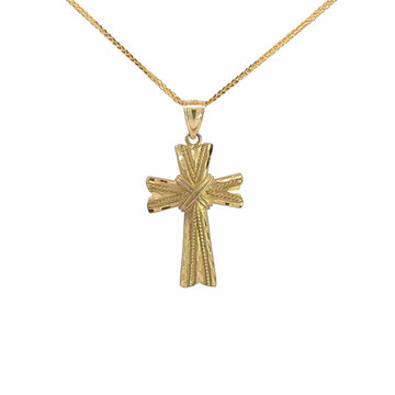 Baikalla Jewelry 14K Pure Yellow Gold Pendant Pendant Only 14k Yellow Gold Diamond Cut Fancy Cross Pendant Necklace
