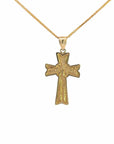 Baikalla Jewelry 14K Pure Yellow Gold Pendant 14k Yellow Gold Diamond Cut Fancy Cross Pendant Necklace