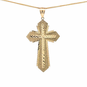 Baikalla Jewelry 14K Pure Yellow Gold Pendant Pendant Only 14k Yellow Gold Diamond Cut Cross Pendant Necklace