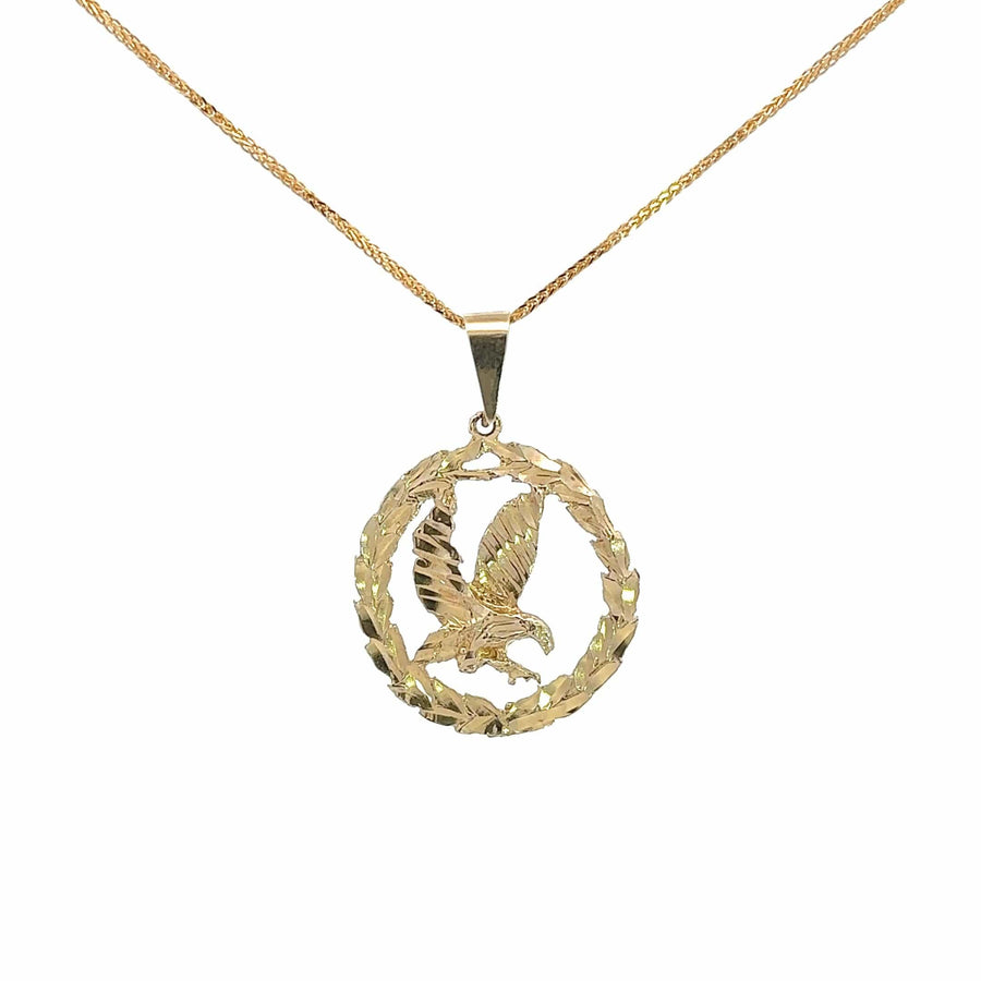 Baikalla Jewelry 14K Yellow Gold Pendant Baikalla 14k Yellow Gold Eagle in Wreath Pendant Necklace