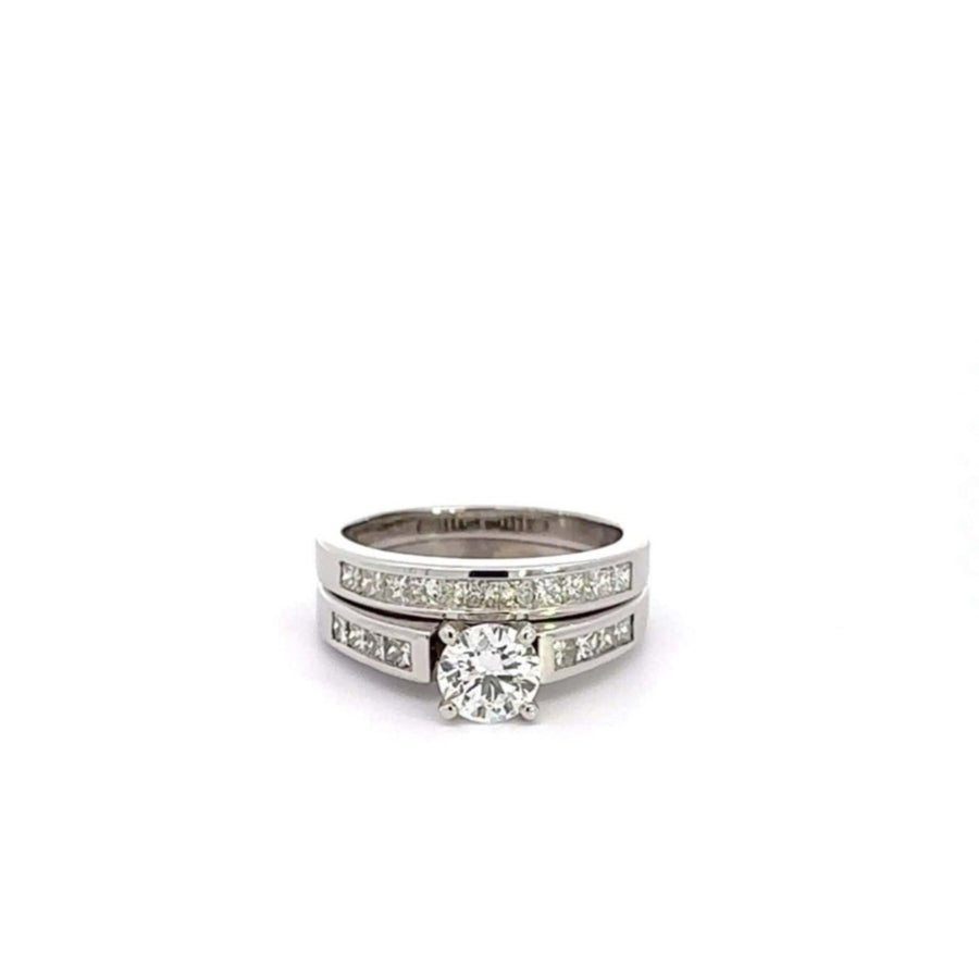 Baikalla Jewelry Diamond Ring Baikalla 14k White Gold Princess Cut Diamond Engagement Ring Set