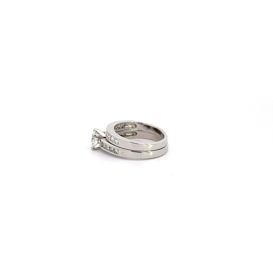 Baikalla Jewelry Diamond Ring Baikalla 14k White Gold Princess Cut Diamond Engagement Ring Set