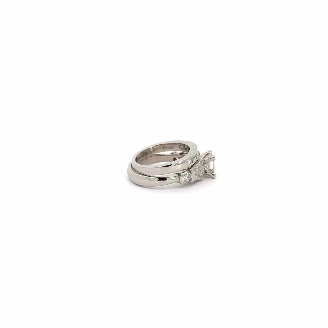 Baikalla Jewelry Diamond Ring Baikalla Platinum Princess Cut Diamond Engagement Ring Set