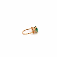 Baikalla Jewelry Gold Sapphire Ring 18k Rose Gold Lab-Created Emerald Ring With CZ