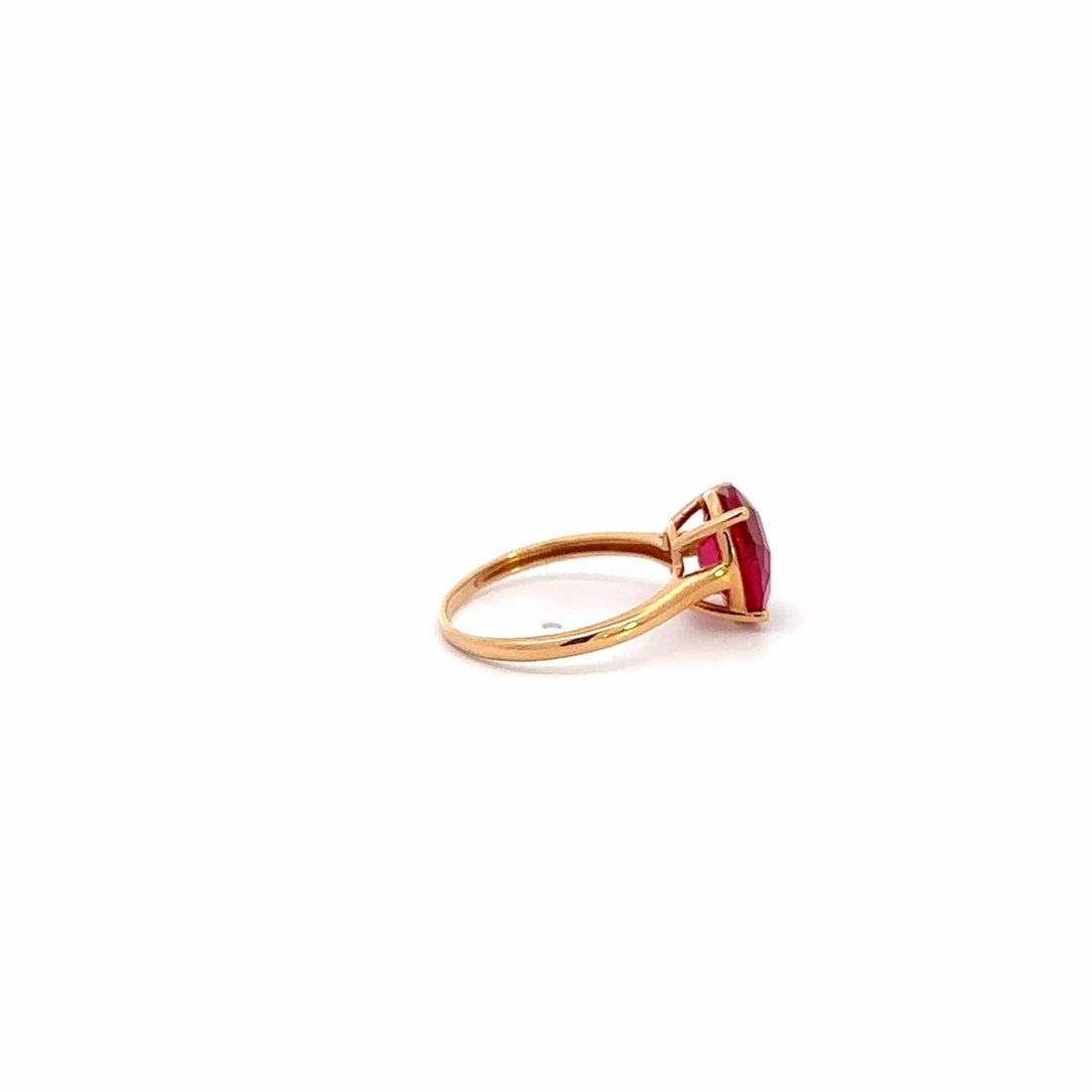 Baikalla Jewelry Gold Sapphire Ring 18k Gold Lab-Created Ruby Ring With CZ
