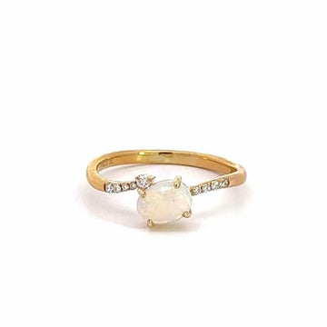 Baikalla Jewelry Gold Opal Ring 14k Yellow Gold Opal Diamond Engagement Ring