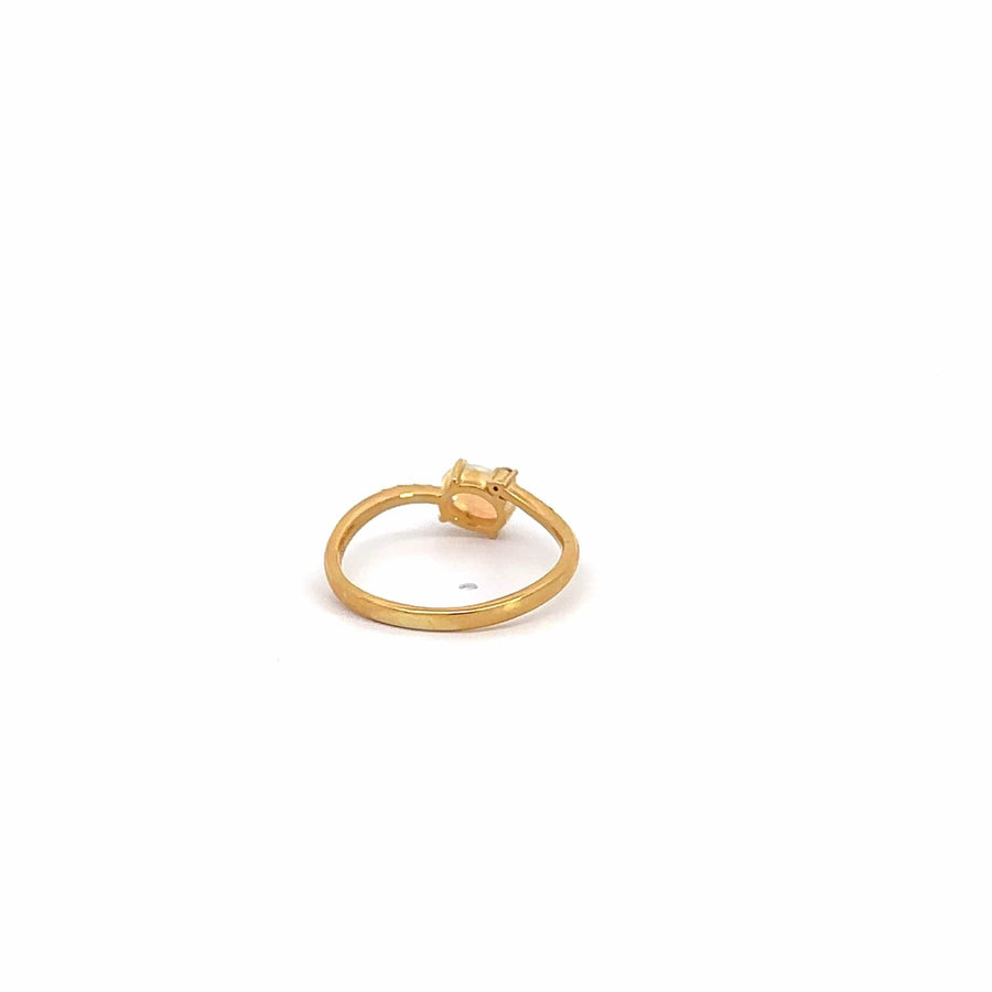 Baikalla Jewelry Gold Opal Ring 14k Yellow Gold Opal Diamond Engagement Ring