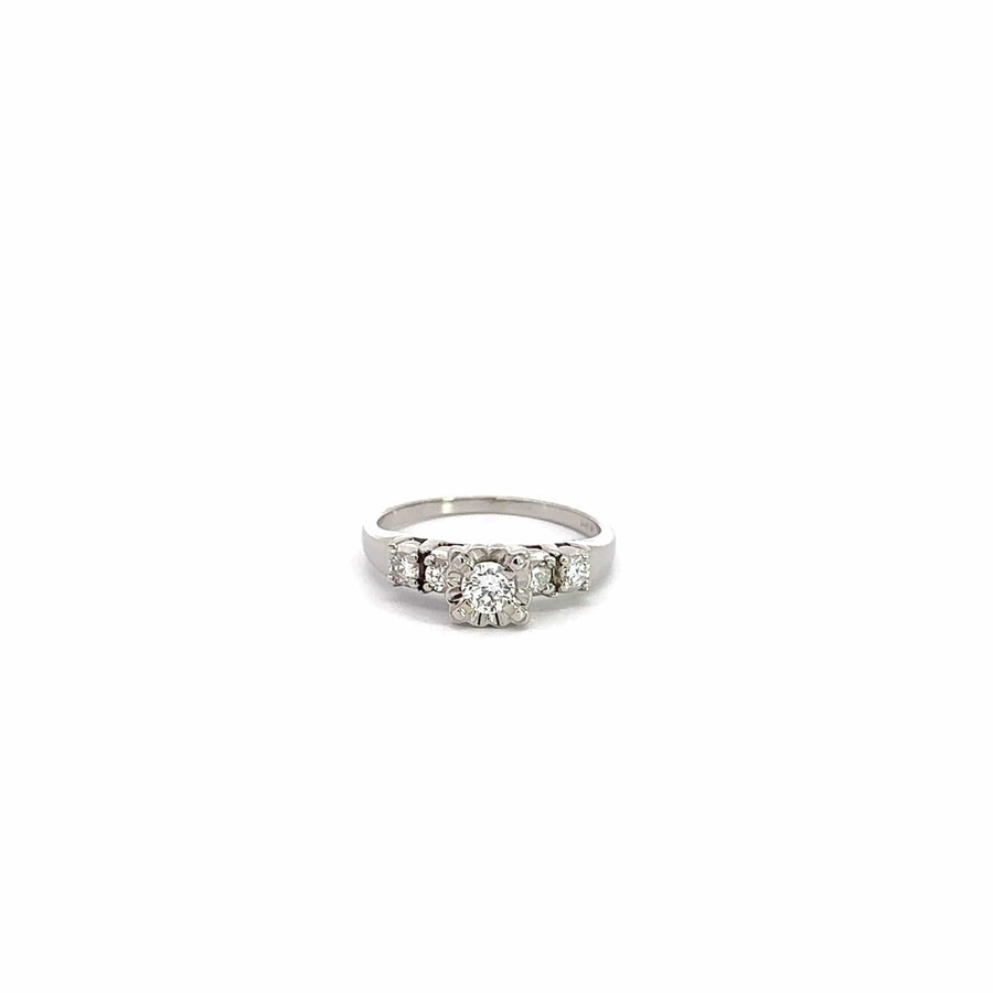 Baikalla Jewelry Diamond Ring Baikalla 14k White Gold Five Diamond Engagement Ring Set
