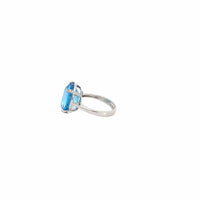 Baikalla Jewelry Gold Topaz Ring 18k White Gold Natural Blue Topaz Ring