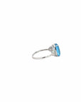 Baikalla Jewelry Gold Topaz Ring 18k White Gold Natural Blue Topaz Ring with Diamonds