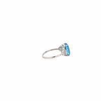 Baikalla Jewelry Gold Topaz Ring 18k White Gold Natural Blue Topaz Ring with Diamonds