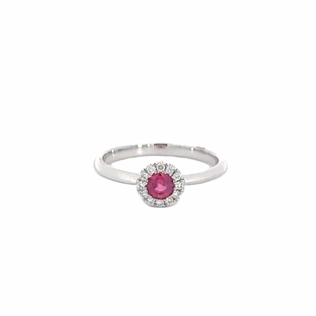 Baikalla Jewelry Gold Ruby Ring Copy of 18k White Gold Natural 3 Round Pink Ruby Diamond Anniversary Ring