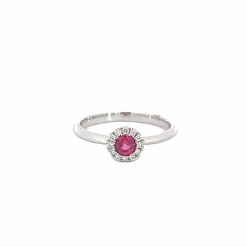 Baikalla Jewelry Gold Ruby Ring Copy of 18k White Gold Natural 3 Round Pink Ruby Diamond Anniversary Ring