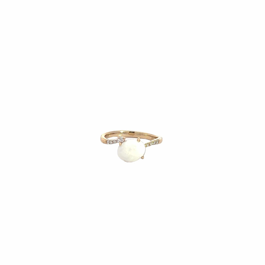 Baikalla Jewelry Gold Opal Ring 14k Yellow Gold Natural Australian Opal Ring Set With Diamond