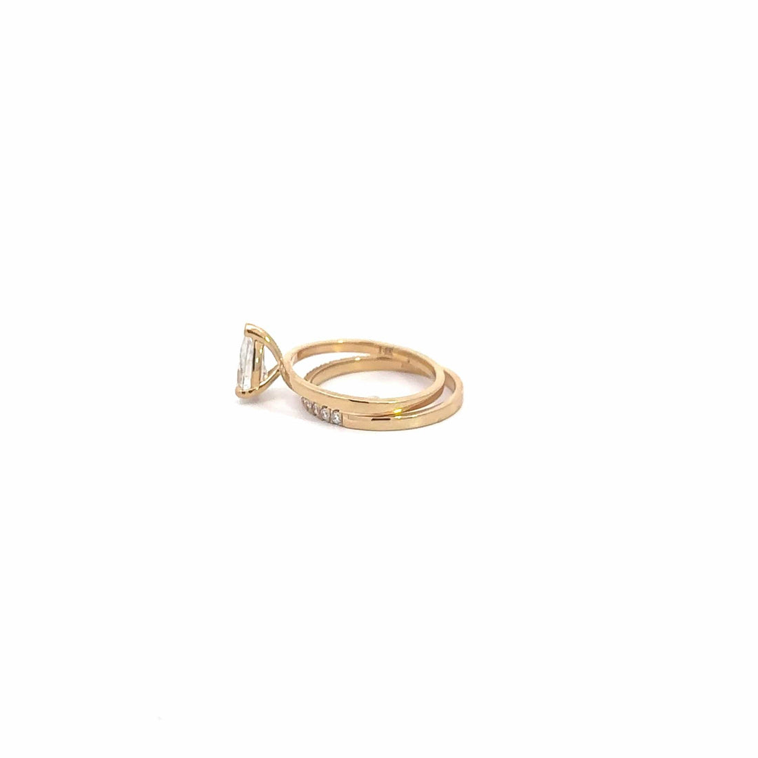 Baikalla Sterling Silver Moissanite Ring Baikalla 14k Gold Pear Moissanite Diamond 2 in 1 Engagement Ring Set