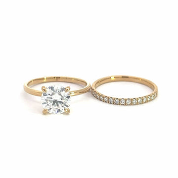 Baikalla Sterling Silver Moissanite Ring 4 Baikalla 14k Yellow Gold Moissanite Diamond 2 in 1 Engagement Ring Set