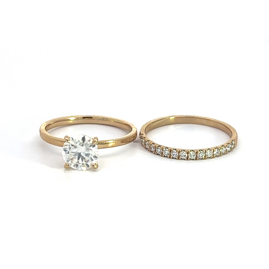 Baikalla Sterling Silver Moissanite Ring 4 Baikalla 14k Yellow Gold Moissanite Diamond 2 in 1 Engagement Ring Set