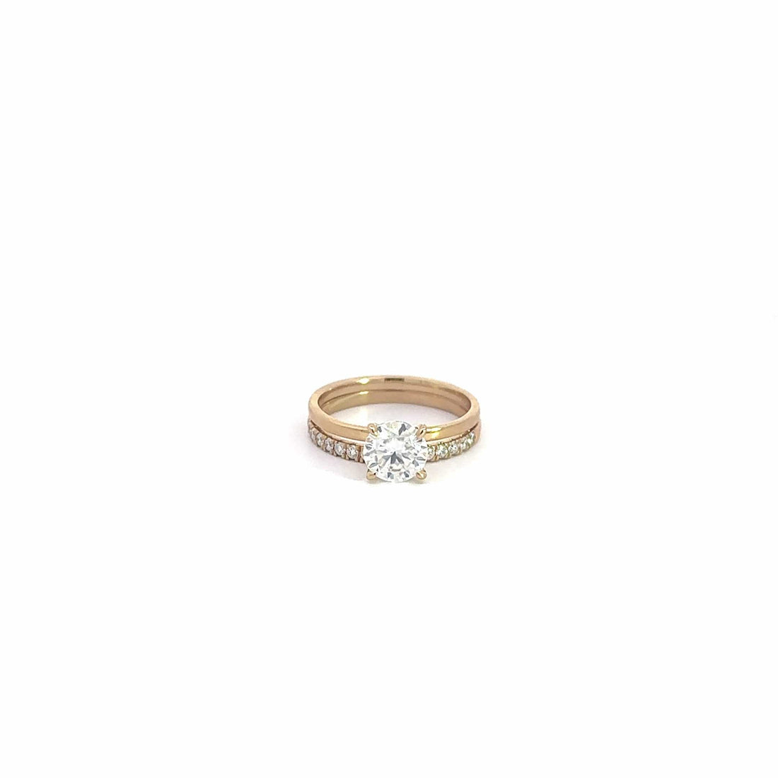 Baikalla Sterling Silver Moissanite Ring Baikalla 14k Yellow Gold Moissanite Diamond 2 in 1 Engagement Ring Set