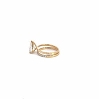 Baikalla Sterling Silver Moissanite Ring Baikalla 14k Yellow Gold Pear Moissanite Diamond 2 in 1 Engagement Ring Set
