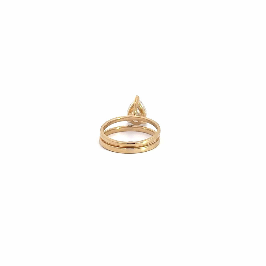 Baikalla Sterling Silver Moissanite Ring Baikalla 14k Yellow Gold Pear Moissanite Diamond 2 in 1 Engagement Ring Set