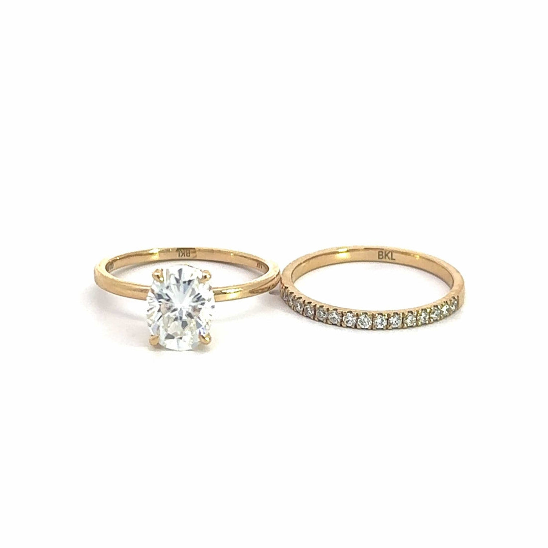 Baikalla Sterling Silver Moissanite Ring 4 Baikalla 14k Yellow Gold Oval Moissanite Diamond 2 in 1 Engagement Ring Set