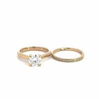 Baikalla Sterling Silver Moissanite Ring 4 Baikalla 14k Yellow Gold Moissanite and Diamond 2 in 1 Engagement Ring Set