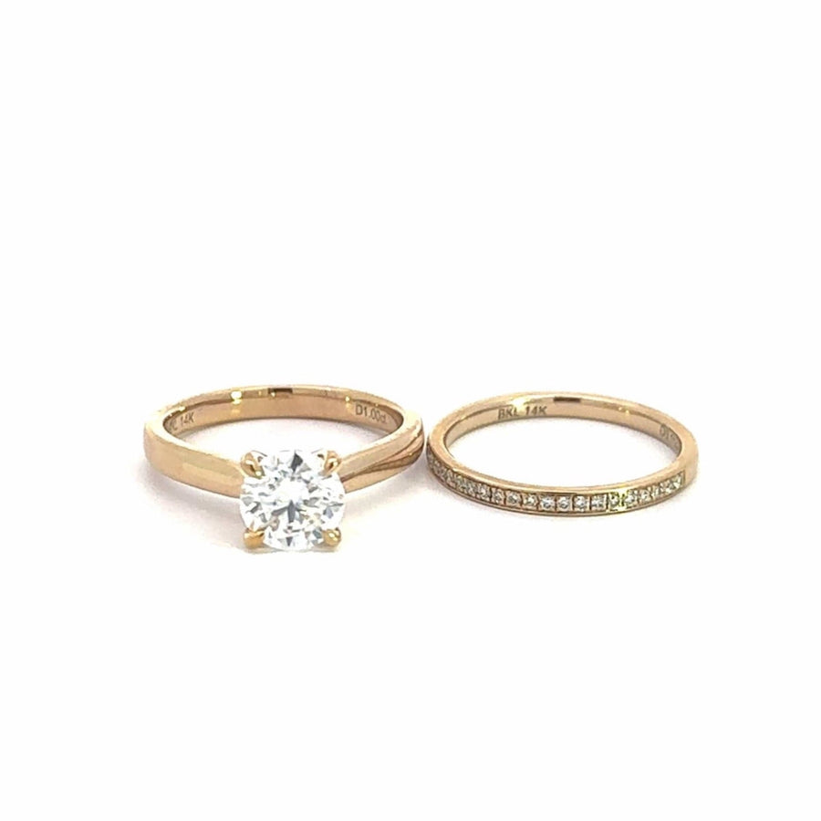 Baikalla Sterling Silver Moissanite Ring 4 Baikalla 14k Yellow Gold Moissanite and Diamond 2 in 1 Engagement Ring Set
