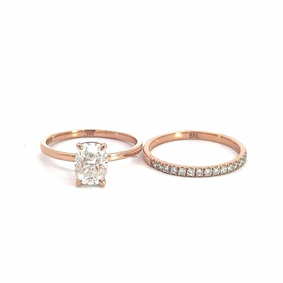Baikalla Sterling Silver Moissanite Ring 4 14k Rose Gold Moissanite Diamond 2 in 1 Engagement Ring
