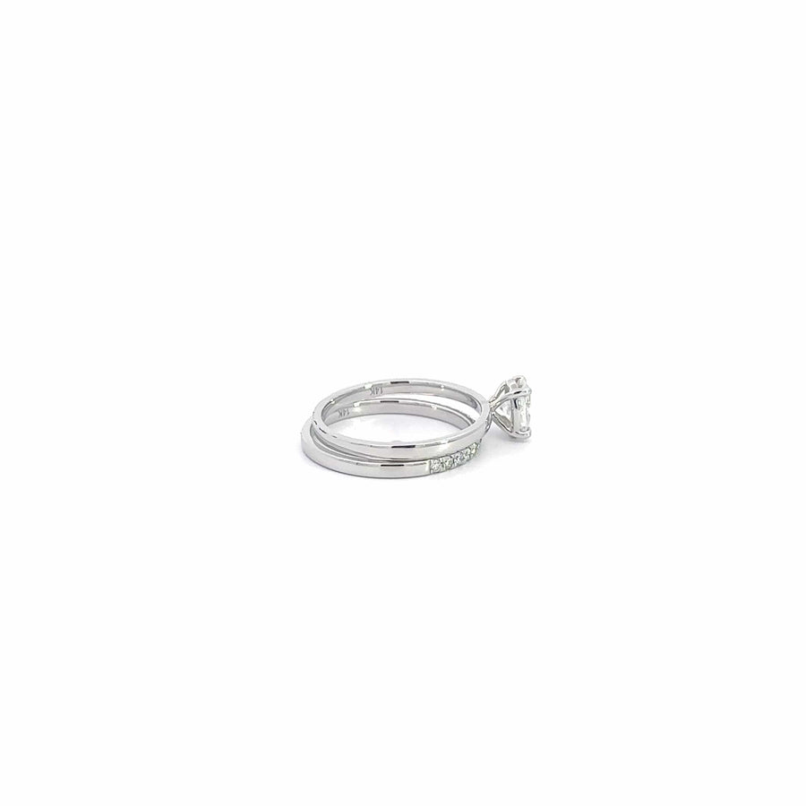 Baikalla Baikalla™ 14k White Gold Oval Moissanite Diamond 2 in 1 Engagement Ring