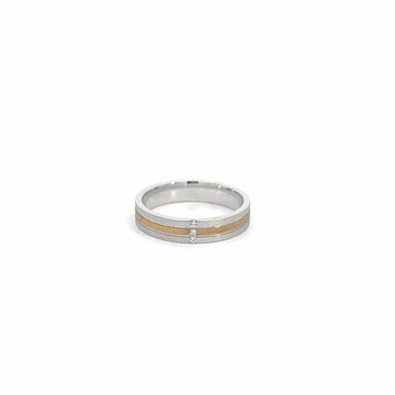 Baikalla Jewelry Gold Ring 6.5 Baikalla™ 18k Two Tone Diamond Mens Wedding Band