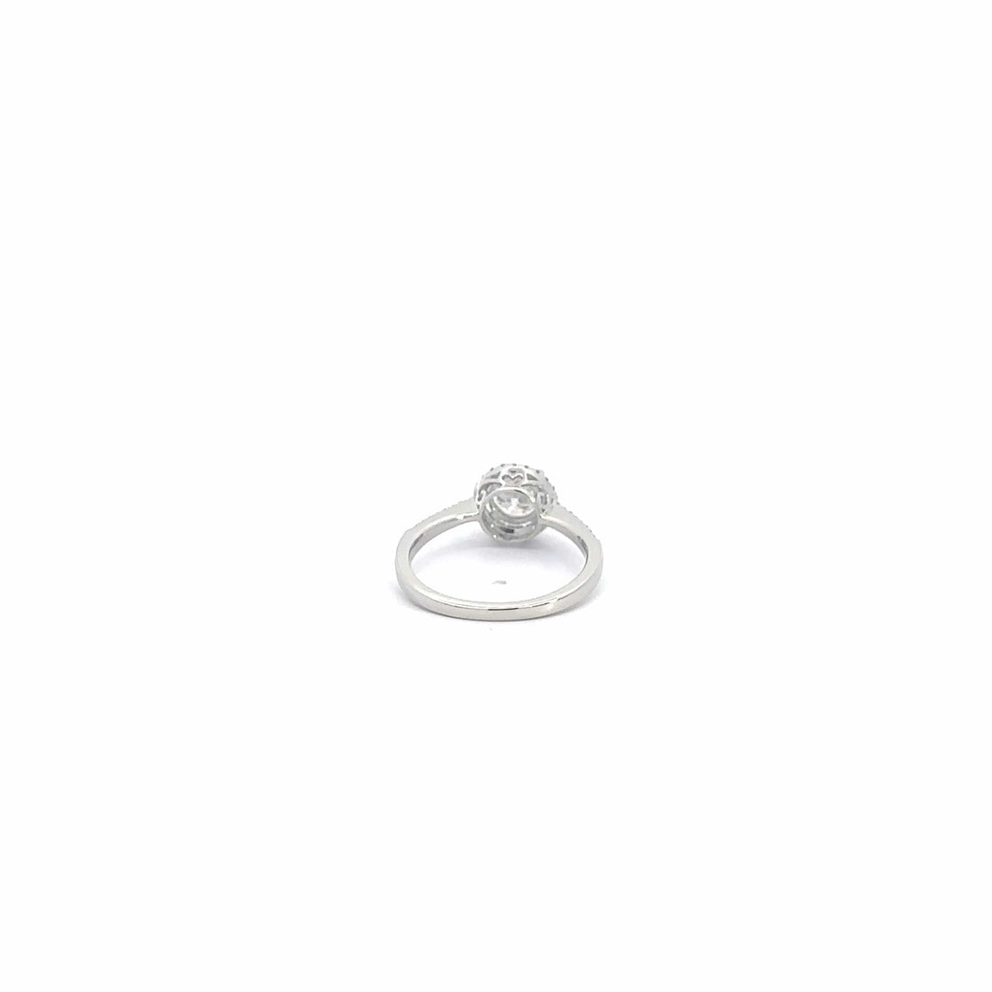 Baikalla Jewelry Diamond Ring Baikalla 18k White Gold Halo Moissanite Diamond Engagement Ring