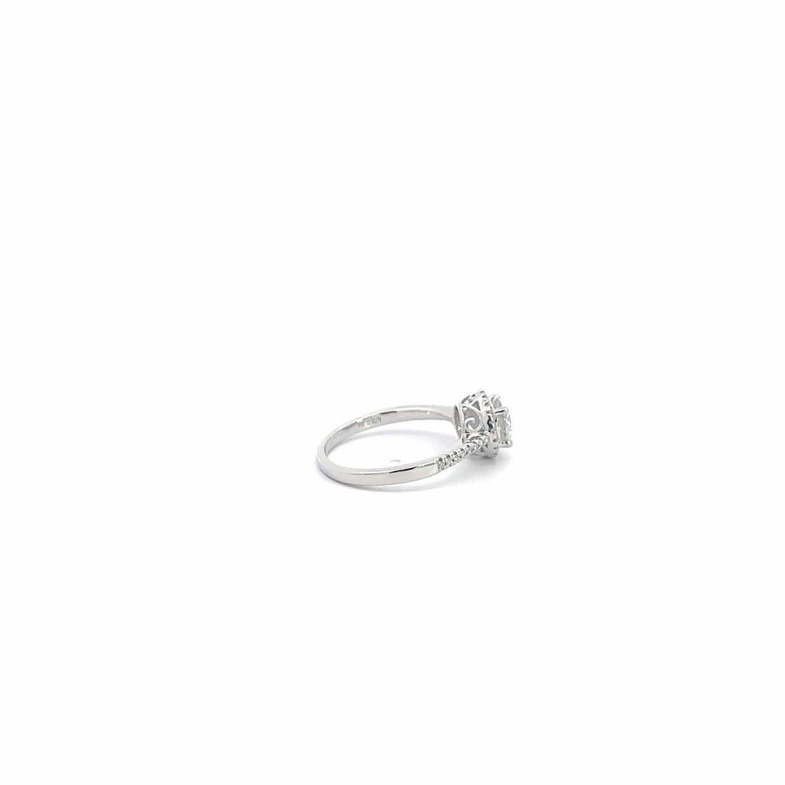 Baikalla Jewelry Diamond Ring Baikalla 18k White Gold Halo Moissanite Diamond Engagement Ring