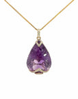 Baikalla Jewelry Gemstone Pendant Necklace Pendant Only 14k Yellow Gold Genuine Amethyst and Diamond Pendant Necklace