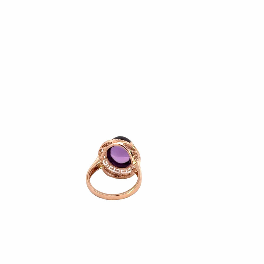 Baikalla Jewelry Gold Amethyst Ring Copy of 18k Rose Gold Genuine Amethyst Ring with Diamonds