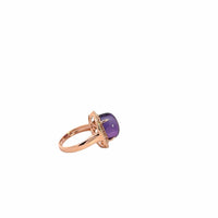 Baikalla Jewelry Gold Amethyst Ring Copy of 18k Rose Gold Genuine Amethyst Ring with Diamonds