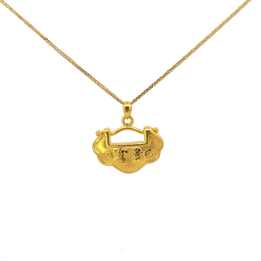 Baikalla Jewelry 24K Pure Yellow Gold Pendant Pendant Only 24k Gold "As You Wish" Ru Yi Charm Necklace