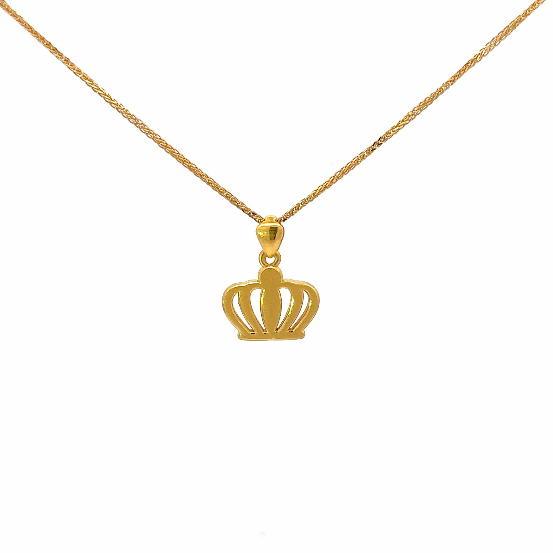 24k Yellow Gold Crown Pendant Necklace – BKLA