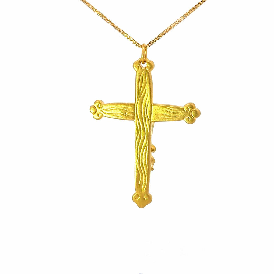 Baikalla Jewelry 24K Pure Yellow Gold Pendant 24k Yellow Gold Cross Charm Necklace